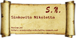 Sinkovits Nikoletta névjegykártya